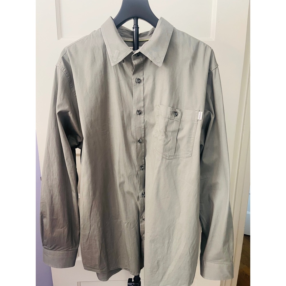 Magellan Outdoors Men's XL Adventure Gear Stretch Button Down Shirt Green Khaki